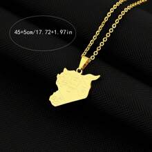 1pc Creative Stainless Steel World City Map Pendant Necklace, Personalized Versatile Laser Engraved Necklace - Multicolor - View 2