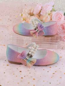 Girls Pearls Adorable Hook And Loop Dress, Toddler Mary Jane Ballet Flats Suitable For Flower Girl, Wedding, Party, Dance, Princess, Ballet, Fit For Children Of All Sizes - Multicolor - View 6