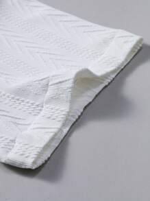 2pcs/Set Men's Solid Color Single-Breasted Short Sleeve Shirt And Shorts Set - White - View 6