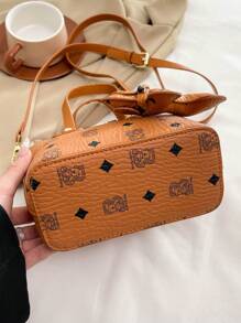 2025 Retro Fashion Bucket Bag For Women, PU Fabric, Full-Body Bear Graffiti Printing, Solid Color, Versatile Large Capacity Shoulder Messenger Bag, Suitable For Daily Leisure, Commuting To Work, Shopping (Accessories Not Included)