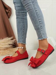 蝴蝶结装饰老北京布鞋妈妈鞋新款女式正品金属扣平底黑色软底舒适工作购物鞋 - 紅色 - 查看 5