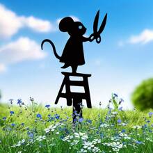 1 Piece Metal Garden Stake Silhouette, Scissors Design Art Deco Lawn Patio Sign, Creative Animal Sculpture Decoration, Flower Pot Decorative Ground Plugs, Outdoor Garden Decoration, Easter, Valentine's Day, Mother's Day Gifts, Holiday Decoration, Gifts For Her