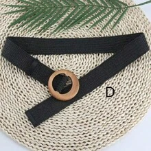 1pc Women's Solid Color Casual Bohemian Retro Street Elegant Elastic PP (Polypropylene) Woven Belt, Suitable For Summer