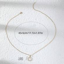 1pc Women Copper Inlaid Geometric Open Circle Pendant Necklace