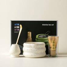 1pc Japanese Ceramic Matcha Bowl With Lip, Matcha Tea Set With Matcha 4-Piece Color Box Set Back To School - Multicolor - View 14
