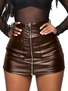 Spring/Summer Women Sexy Zipper High Waist Mini Skirt, Pencil Skirt For Office, Suitable For Hot Lady