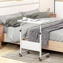 smallrun Mesa portatil Ordenador Escritorio con Ruedas 60 * 40CM Mesa Auxiliar de Altura Ajustable para Dormitorio (Blanco) - Weißer Ahorn - Übersicht 2
