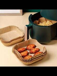 50/100/200 piezas Forros desechables cuadrados para freidora de aire (16 cm/20 cm), Forros de papel para cesta de freidora de aire, Moldes de papel para hornear, Bandejas para hornear, Accesorios para horno, Herramientas de hornear, Utensilios de cocina, Artículos de cocina - color verdadero - Ver 3