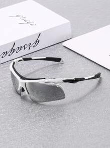 1 pieza Gafas deportivas de moda con media montura, lentes de colores contrastantes y patillas, cómodas para brindar sombra para actividades al aire libre como ciclismo, correr, senderismo y camping, para hombres y mujeres