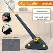 Mopa triangular ajustable 360°, con cabeza giratoria, para uso en seco y húmedo, herramienta de limpieza de suelos absorbente