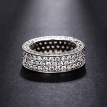 A Light Luxury Inlaid Rhinestone Ring For Women's Daily Wear - 銀色 - 查看 3
