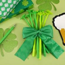 6pcs Four Leaf Clover Pens, Cute Green Four Leaf Clover Pens Novelty Fun Pens 0.5mm Gel Ink Ballpoint Pens Suitable For Gifts School Office Home Supplies(All Specifications And Colors Are Sent Randomly) Back To School