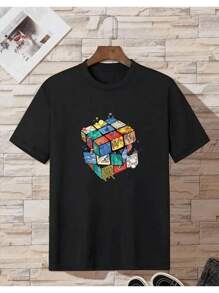 Men's Short Sleeve T-Shirt Creative Graphic Print Cartoon Printed T-Shirt Casual Versatile Comfortable Sports T-Shirt 100% Cotton Blouse New Arrival