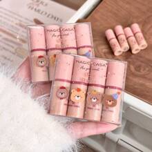 4 件套迷你泰迪熊唇彩套装 - 哑光天鹅绒唇膏，易于涂抹，持久液体唇膏，适合女性和学生 - 四支快樂小熊唇釉 - 查看 7