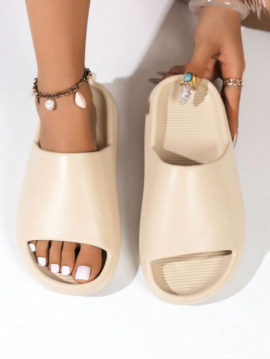 Men's Comfortable Soft Sole Solid Color Thick Bottom Slide Sandals, Summer Indoor Home Shower Bedroom Slippers