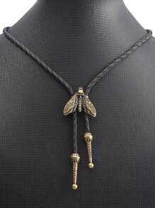 1pc Retro Distressed Unique Skull, Insect & Animal Pattern Bolo Tie Necklace, Hollow Butterfly Shirt Woven Leather Bow Tie Adjustable Tie String, Party Decor, Birthday Gift For Boyfriend, Teacher - Bolo Necklace - View 6