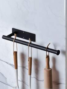 1pc Stainless Steel Kitchen Roll Paper Towel Holder Stand & Cling Film Storage Rack - Multicolor - View 6