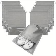 Sac de voyage pour chaussures, sacs de rangement pour chaussures non tissés avec fenêtre transparente pour un usage quotidien et les voyages (Blanc/Gris/Rose/Noir)