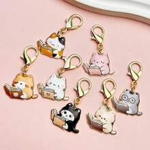 7 Peças Conjunto de Chaveiros de Gato - Chaveiros de Gatinho de Liga de Zinco em Estilo Cartoon, Adequado para Amantes de Gatos - Acessórios Felinos Fofos, Ideal para Uso Pessoal e Presentes de Aniversário, Acessórios de Carro, Encantos de Bolsa, Mochilas Escolares, Gótico, Y2K
