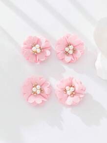 4 piezas de Pasadores de pelo con flores para niñas pequeñas y bebés - Rosa - Ver 4