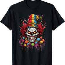 Terrifying Scary Evil Killer Clown T-Shirt - 黑色 - 查看 1