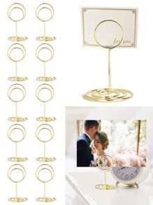 10 件 - 桌号夹、座位卡夹、金属丝照片夹、小桌卡夹照片照片夹适用于中心装饰、婚宴、生日周年纪念金色桌号卡夹、桌照夹桌照支架座位卡夹适用于纸质菜单夹、情人节 - 金色 - 查看 1