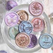 YANJI 1 包 15 张复古蜡封印章主题贴纸、创意美学贴纸贴花、DIY 剪贴簿工艺用品、节日礼物、个性化文具学校用品 - 彩色 - 查看 6