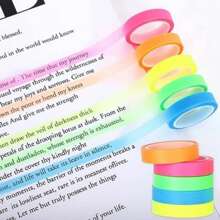 10 Rolls Fluorescent Transparent Index Tabs, Waterproof And Writable Highlighter Strips, Suitable For Bookmarks, Memos, Index Coding, Page Labeling (5m X 6mm) - Multicolor - View 6