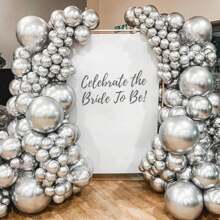 10/20/30/40/50个装金属银色气球，尺寸分别为18/12/10/5英寸，镀铬银色乳胶气球，适用于毕业典礼、婚礼、迎婴派对、迪斯科、生日派对装饰。 - 金屬銀色 - 查看 3