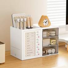Space-Saving Self-Discipline Desktop Organizer | Plastic Storage Box With Motivational Tracker | Perfect For Student Dorms & Office Desks | Organize Stationery, Track Goals & Maximize Workspace Efficiency