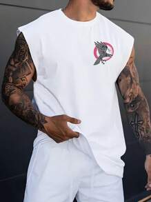 男士动物印花休闲背心，适合外出和街头穿着 - 彩色 - 查看 2