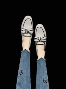 Mengshangli 秋冬季方头法式粗跟套脚舒适平底鞋，优雅女士办公鞋，高贵典雅乐福鞋