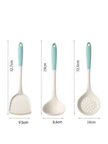 1 Pc Dual-Color High Heat Resistant Silicone Cooking Utensil Set, Including Spatula, Ladle, Slotted Spoon For Home Cooking - Multicolor - View 6