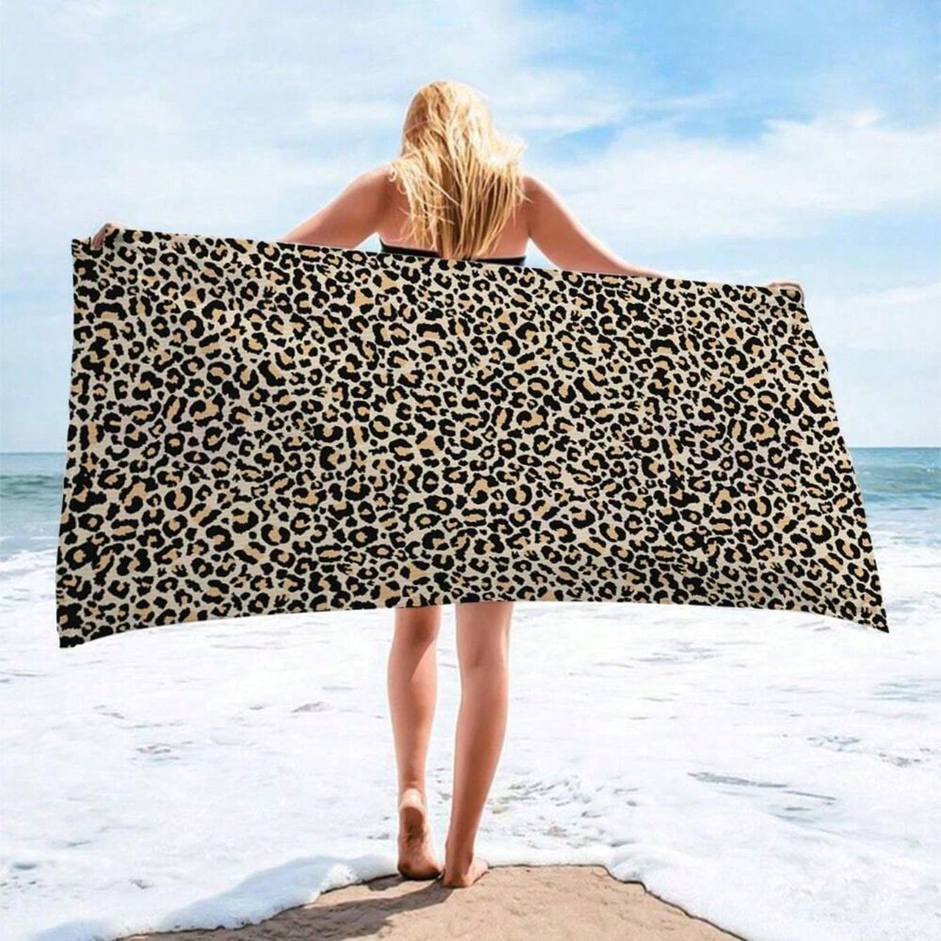 1 pièce Très grande serviette, serviette de plage imprimée guépard exquise et surdimensionnée, serviette de sport nautique extérieur, serviette de plage imprimée léopard séchage rapide, serviette de plage en microfibre super absorbante, serviette de bain, de voyage, de sport, de piscine, de salle de bain, de camping, de yoga pour adulte, décoration de salle de bain 6
