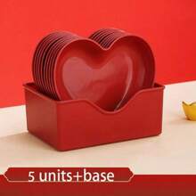 1pc Heart-Shaped Plastic Plate, Holiday & Wedding Snack Plate, Cake Stand, Appetizer Plate For Cakes, Fruits, Sweets And Snacks, Suitable For Valentine's Day, New Year, Holidays, Weddings, Birthdays And Parties,School Supplies - Red - View 13