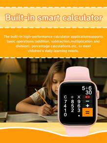 Montre intelligente avec bracelet en silicone pour adolescents, écran tactile TFT HD de 1,44", prévisions météorologiques, suivi multisports, alarme, affichage de la date, lecteur de musique, rappel d'appel téléphonique, compatible avec Android et IOS, convient pour les cadeaux, l'école, le sport, la fête