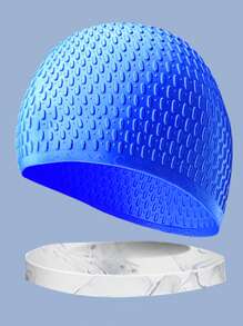 Gorra de natación multifuncional para uso en interiores y exteriores, estilo de gota de agua de unicolor de silicona, unisex, de secado rápido, no aprieta, con protección para los oídos, adecuada para nadar con burbujas