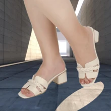 Comfortable H Clog Sandal With Braid Block Heel - 香檳色 - 查看 3