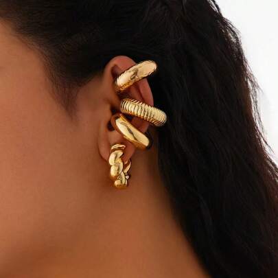 4 pezzi Orecchini a cerchio personalizzati alla moda, set di orecchini da polso