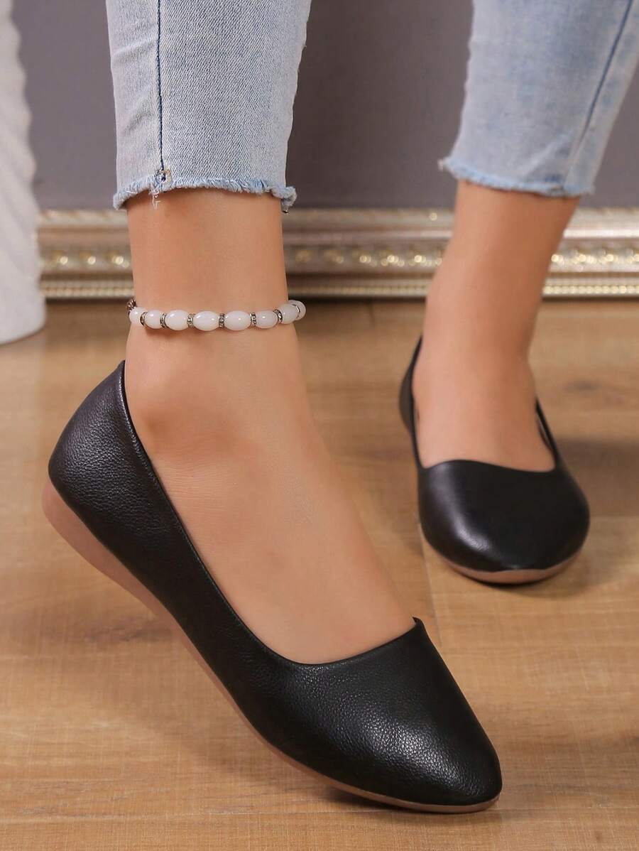 Talla pequeña, se sugiere pedir una talla talla grande. Suela blanda, zapatos cómodos de tacón bajo para mujer, nuevos zapatos planos de verano sin cordones de escote bajo, no cansados, zapatos de madre, zapatos planos de escote bajo talla grande 35-43 - Negro - Ver 1