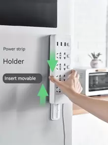 Non-Hole Socket Holder, Extension Cord Storage Box, Suitable For Kitchen, Home, Office, Wall Mounted, Self-Adhesive Desktop Socket Holder, Practical Hook