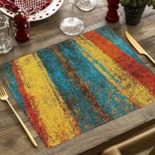 Set de 4 manteles individuales con diseño de estrella de estilo granja vintage, manteles individuales de grano de madera rústica de lino, manteles individuales con estampado de animales de granja, adecuados para cocina, hogar, fiesta, decoración de mesa, 12x16.5 pulgadas