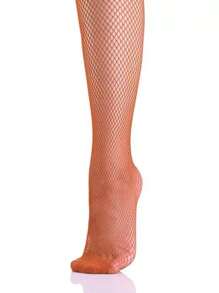 Para rajstop z siateczki do tańca latynoskiego w kolorze karmelowym z kroczem, skarpetki do tańca odporne na zużycie, siateczka w kształcie ryby