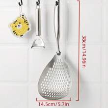 Stainless Steel Colander Spoon Large Size Fry Food Spoon Kitchen Household Ladle Oil Frying Mesh Spoon One-Piece Molding Large Ladle For Pasta