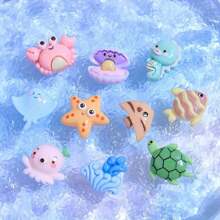20/60/100pcs Cute Mini Ocean Series Resin Charms, Mixed Seahorse, Octopus, Crab, Turtle, Starfish Decorative Resin Patches For Jewelry Making - Multicolor - View 4