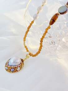 1 件创意珍珠链项链，时尚配饰优雅吊坠，适合日常佩戴，礼物创意甜美风格珠宝，适合女性 - 彩色 - 查看 5