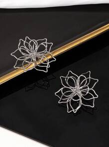 1 Pair Bohemian Style Wire Flower Earrings, Suitable For Women's Daily And Travel Holiday Wear