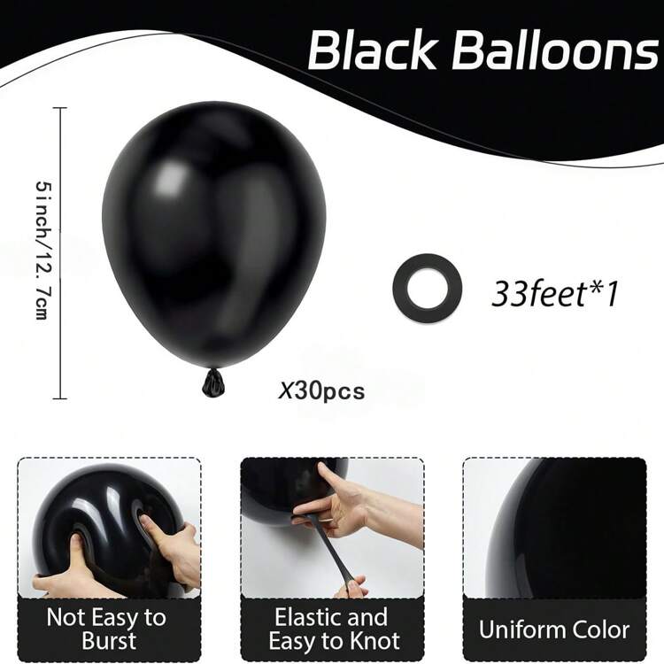 10/20/30/40/50pcs Black Balloon 18/12/10/5 Inch, Black Latex Balloon Party Balloon For Graduation Halloween Birthday Party Decorations - Black - View 19
