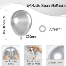 10/20/30/40/50个装金属银色气球，尺寸分别为18/12/10/5英寸，镀铬银色乳胶气球，适用于毕业典礼、婚礼、迎婴派对、迪斯科、生日派对装饰。 - 金屬銀色 - 查看 21