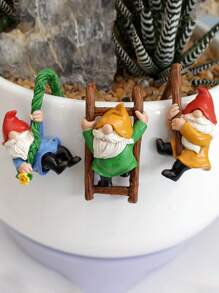 3pcs Set Resin Mini Gnome Statues - Charming Garden Figurines, Suitable For Outdoor Fairy Garden, Potted Decor, And DIY Landscaping
